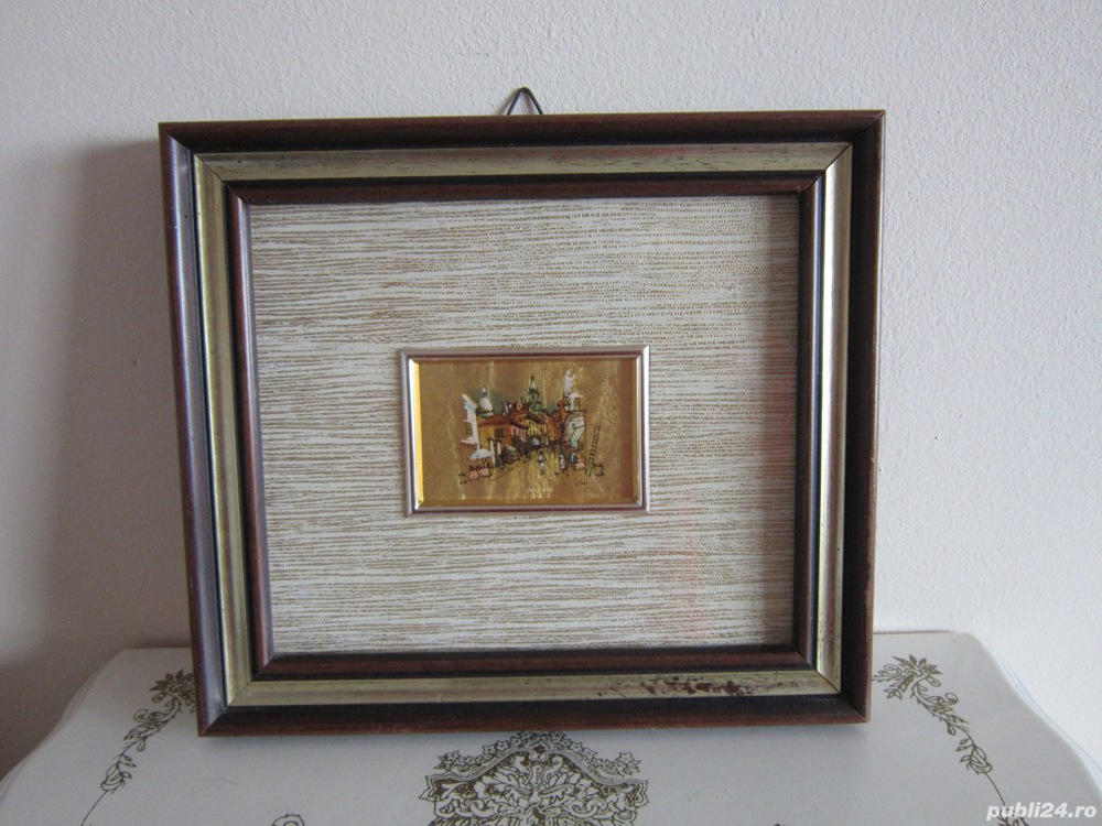 tablou pe foita de aur miniatura vintage colectie Italia anii'70