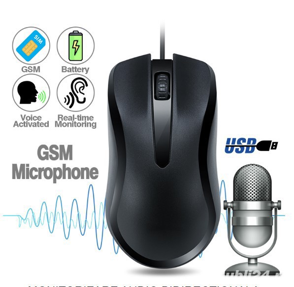 Mousecu Microfon Spion ascuns GSM, cu ascultare in timp real