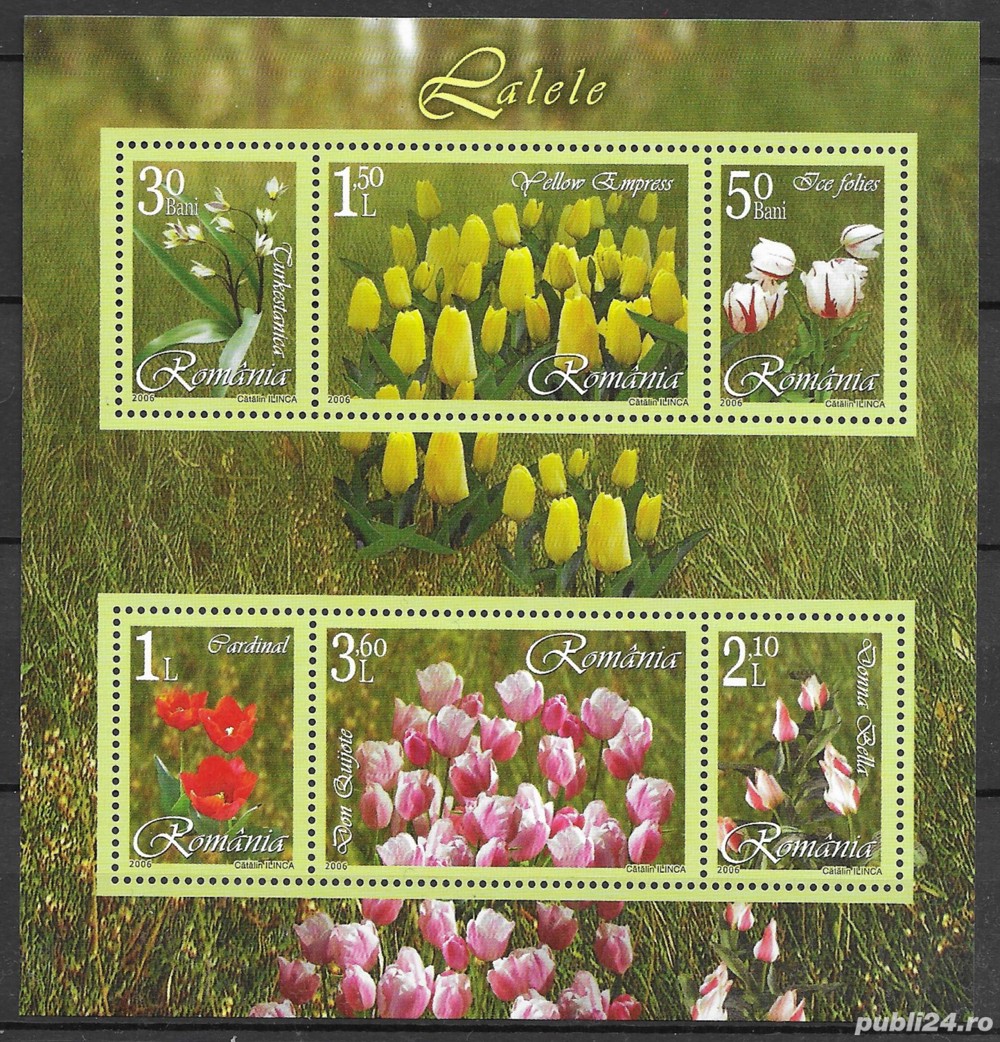 Romania 2006 - Lalele, bloc de 6 timbre, MNH, LP 1716b