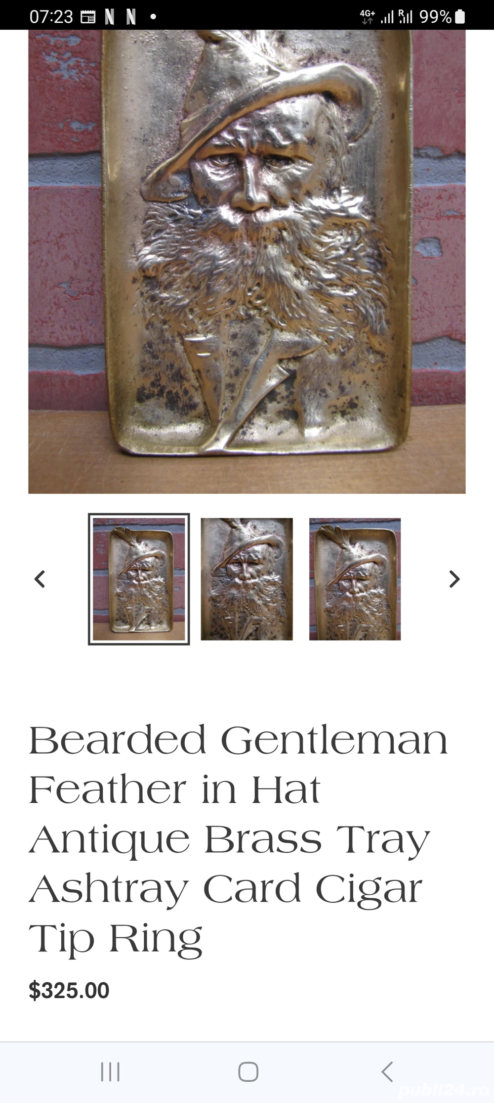 Scrumieră din Bronz masiv . Piesă rară ,, Antichitate "