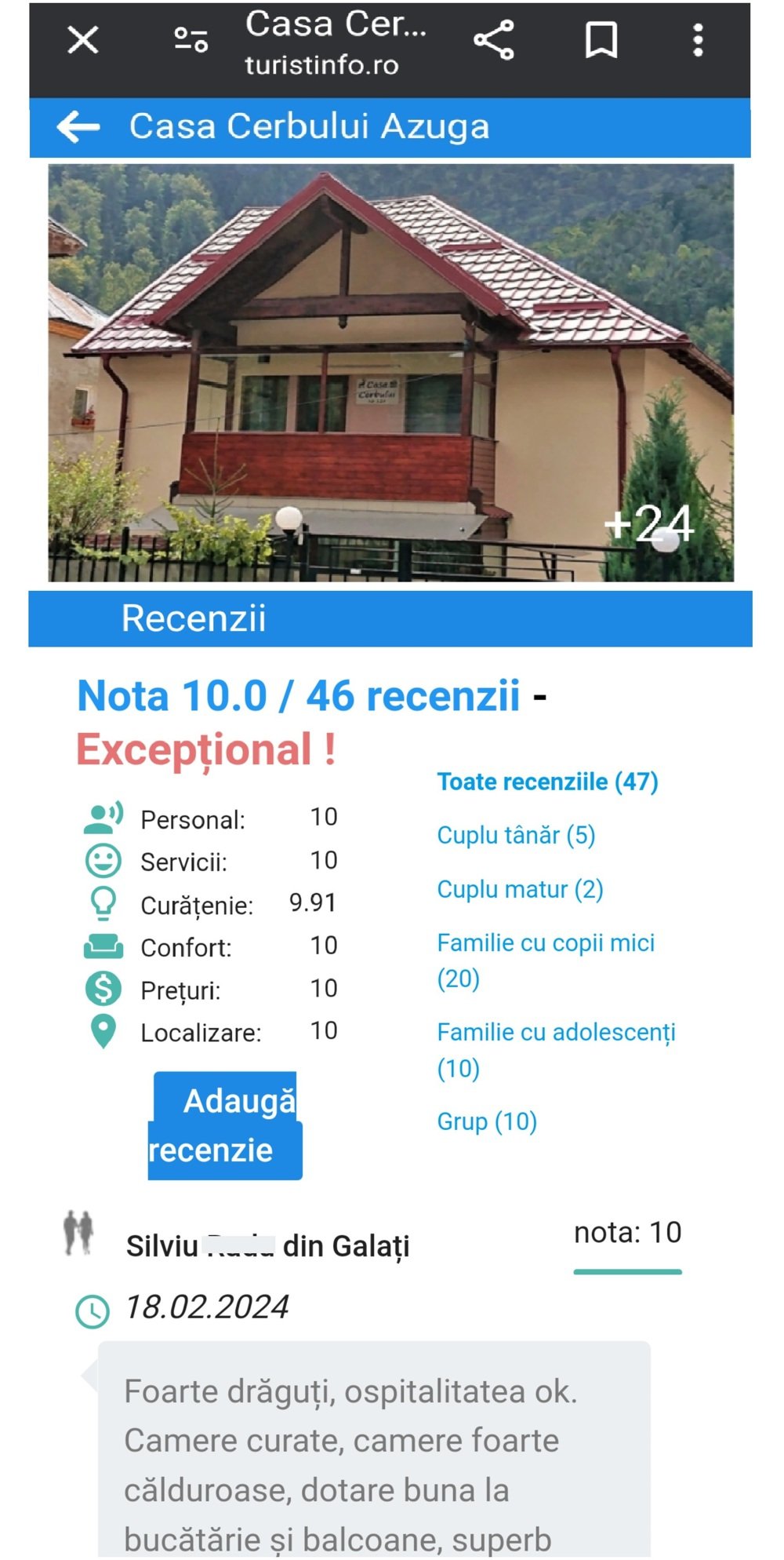 Cazare la vilă ideal 3 familii, AZUGA, integral de la 75 lei pers.