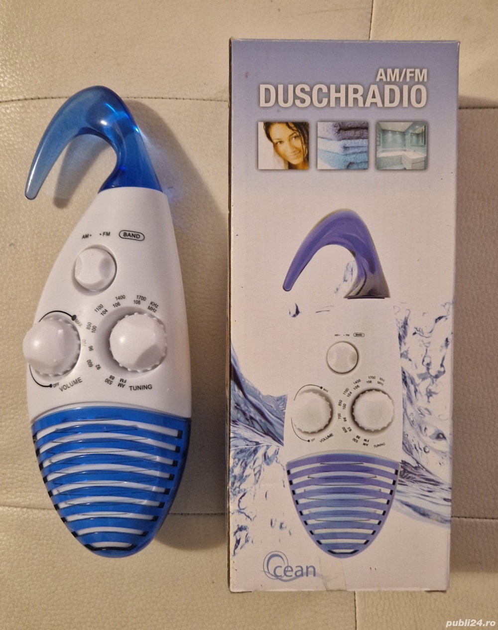 Radio pentru dus (rezistent la stropi de apa) AM FM provenienta Germania, nou!