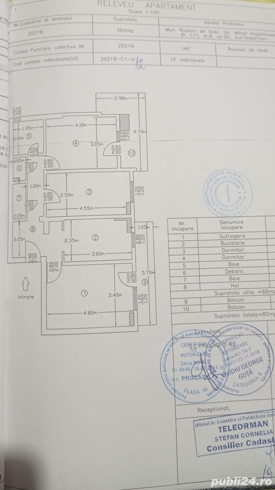 Apartament 3 Camere - Necesita Renovare  - Rosiori de Vede  vis-a-vis de Penny (Macul) 37.500 euro