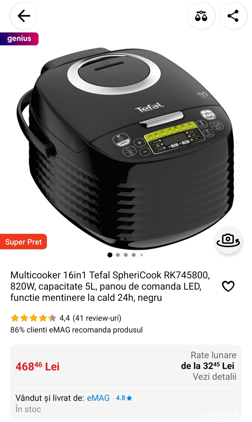 Vand Multicuiseur SpheriCook Tefal 