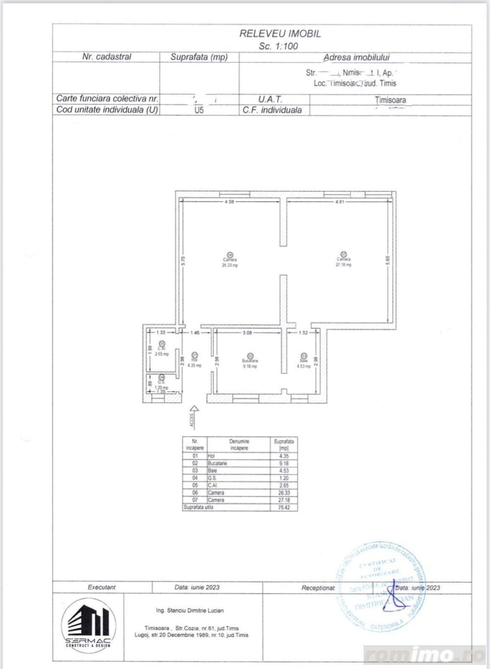 2 cam 2 bai 76 mp utili etaj 1 centrala proprie Iosefin