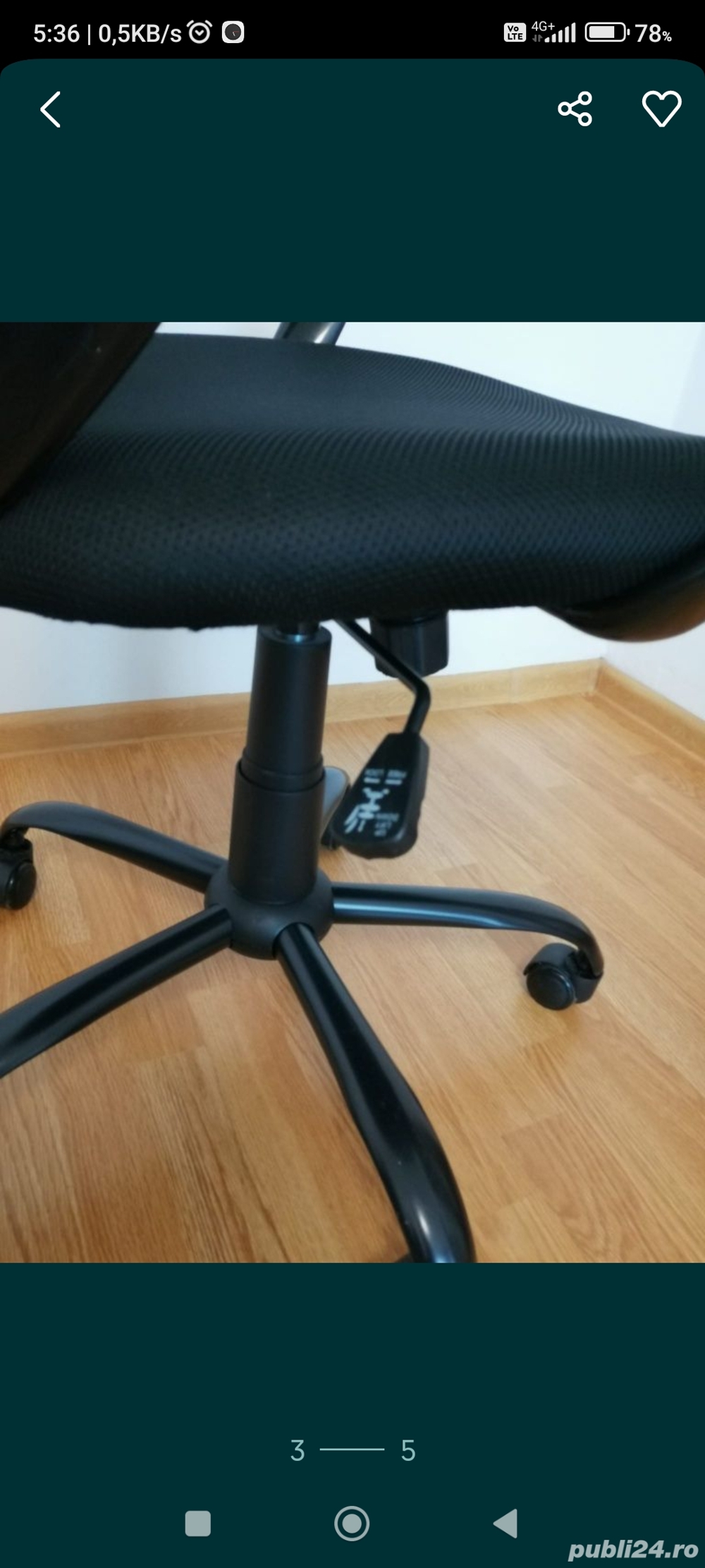 Vând  scaun de birou reglabil pe înălțime