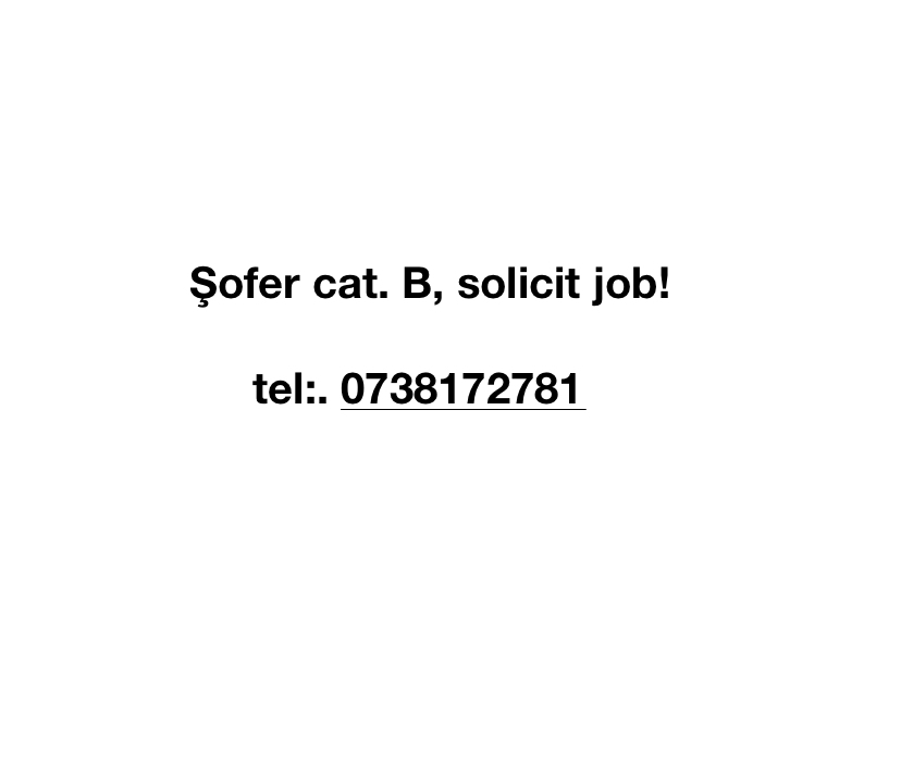 Sofer, cat. B, solicit colaborare job