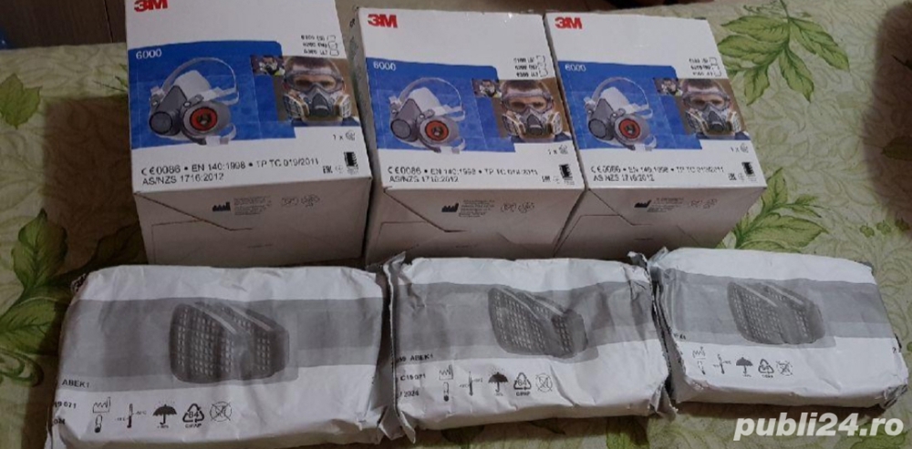 masca de protectie 3M 6200 + filtre prefiltre capace , tot setul la 150 lei 