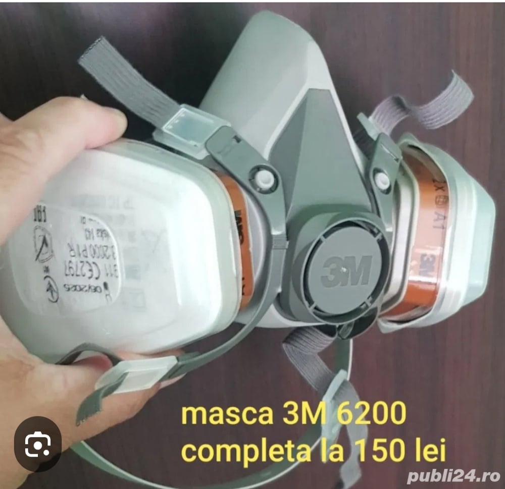 masca de protectie 3M completa cu filtre prefiltre capace = 150 lei