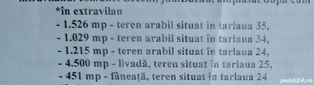 Teren extravilan, comuna Beceni, județ Buzău 