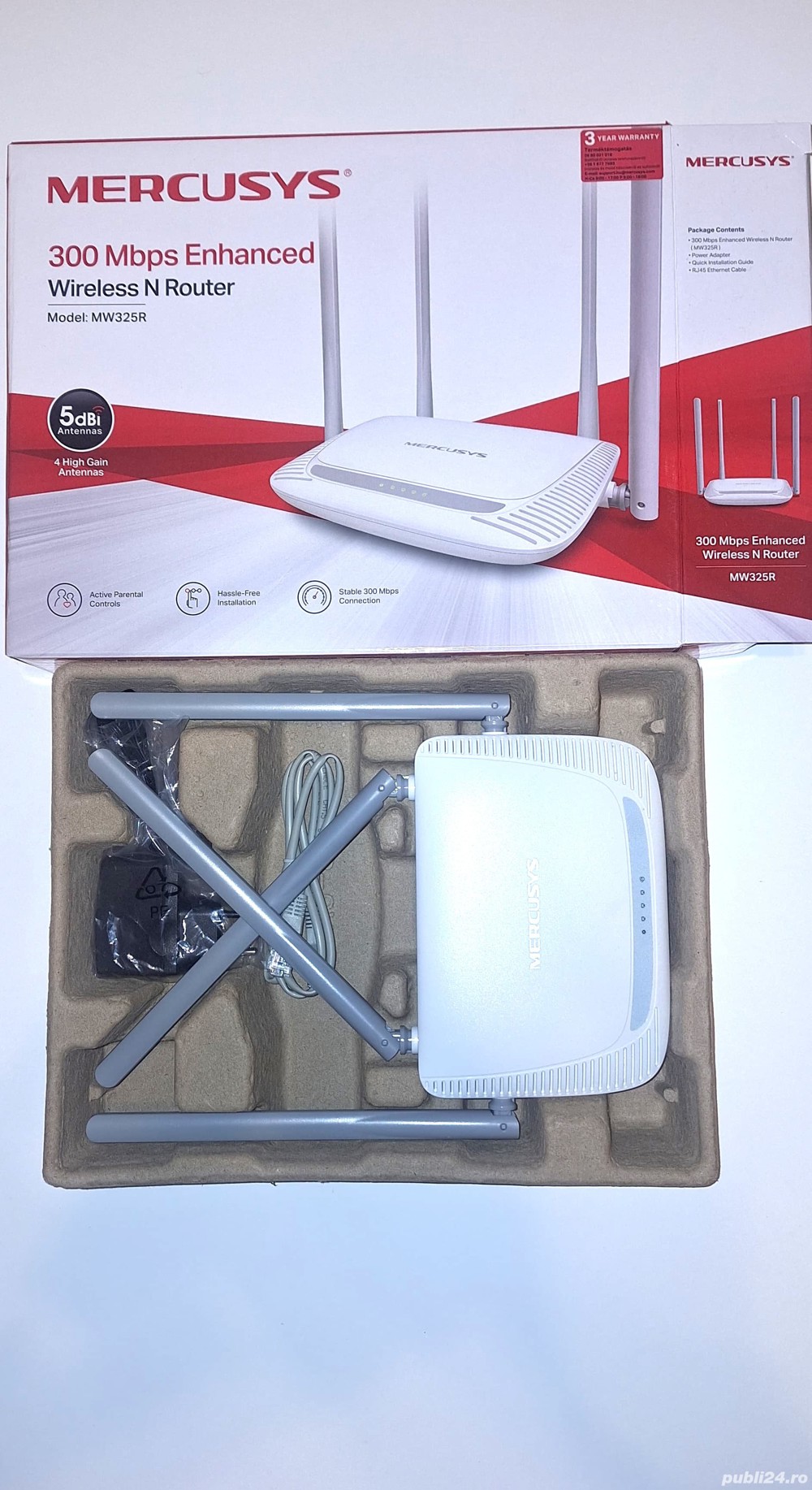 Router Internet Wireless MERCUSYS MW325R, 300 Mbps, WAN, LAN