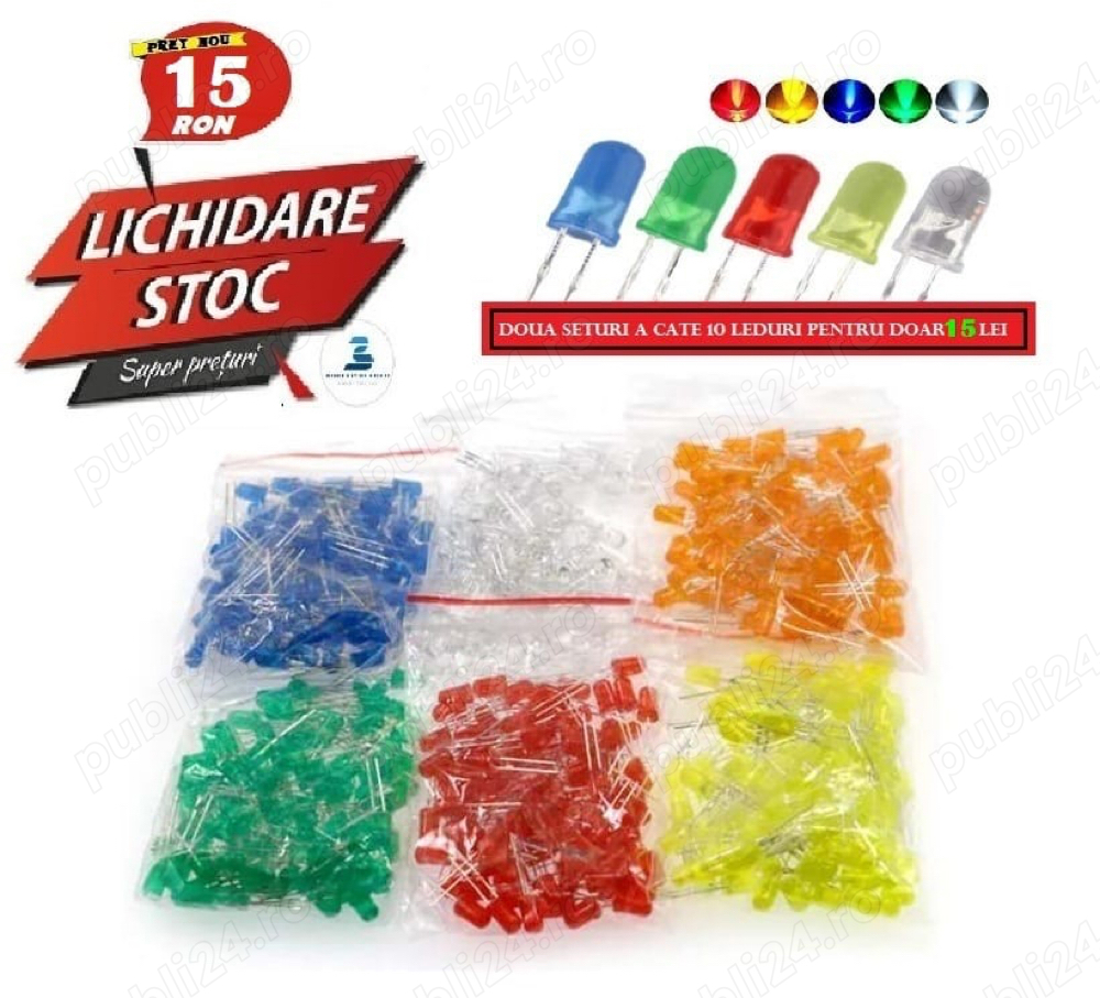 Set 2x10 Led-uri -Verde,Rosu,Portocaliu,Galben,Albastru, Alb -Polonia