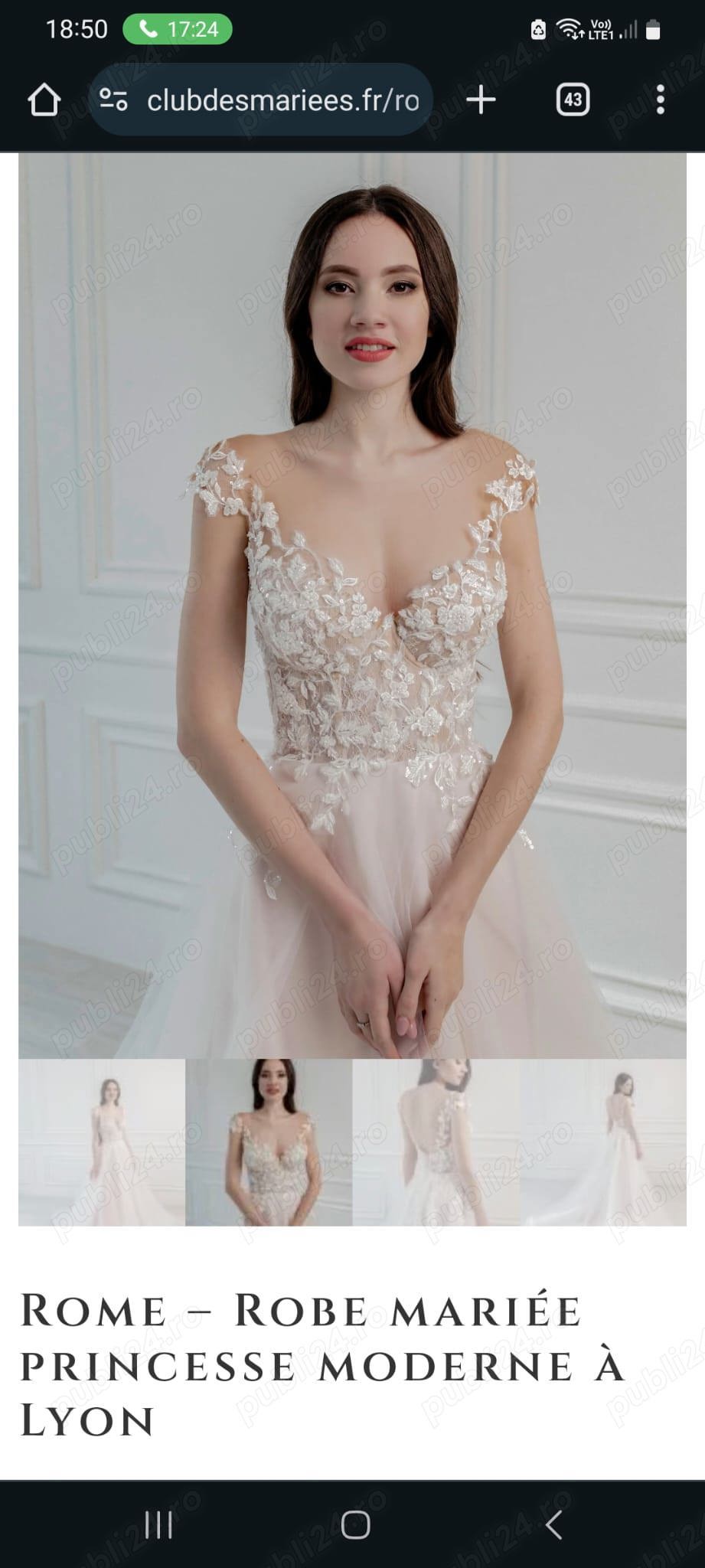 Vând rochie de mireasa model deosebit din Franța.