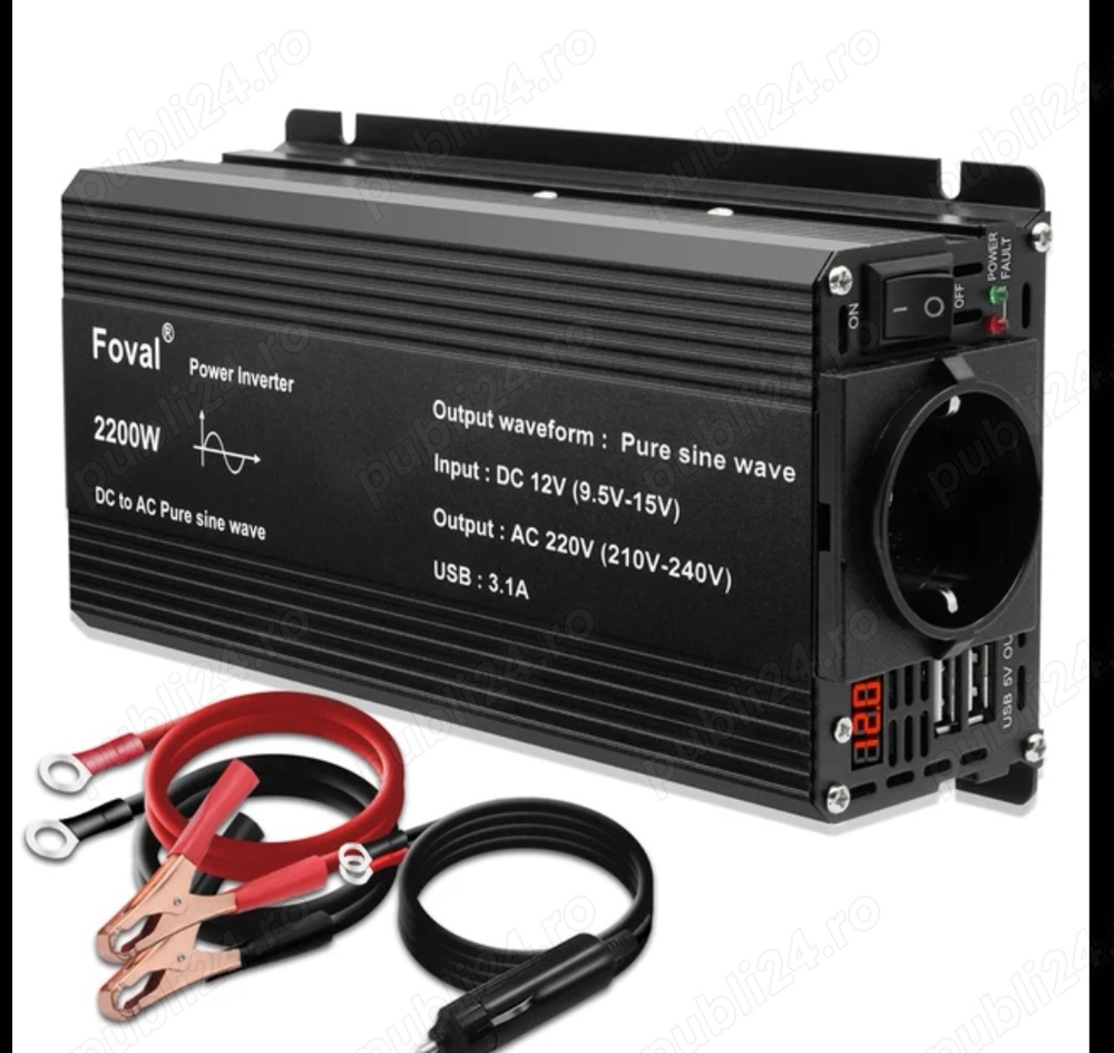 Invertor 12v - 220v 1100w undă pură 