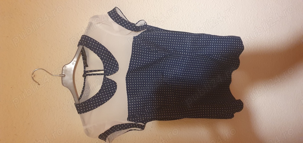 Bluzița delicata,noua, MBG Collection, S,  alb cu bleumarin