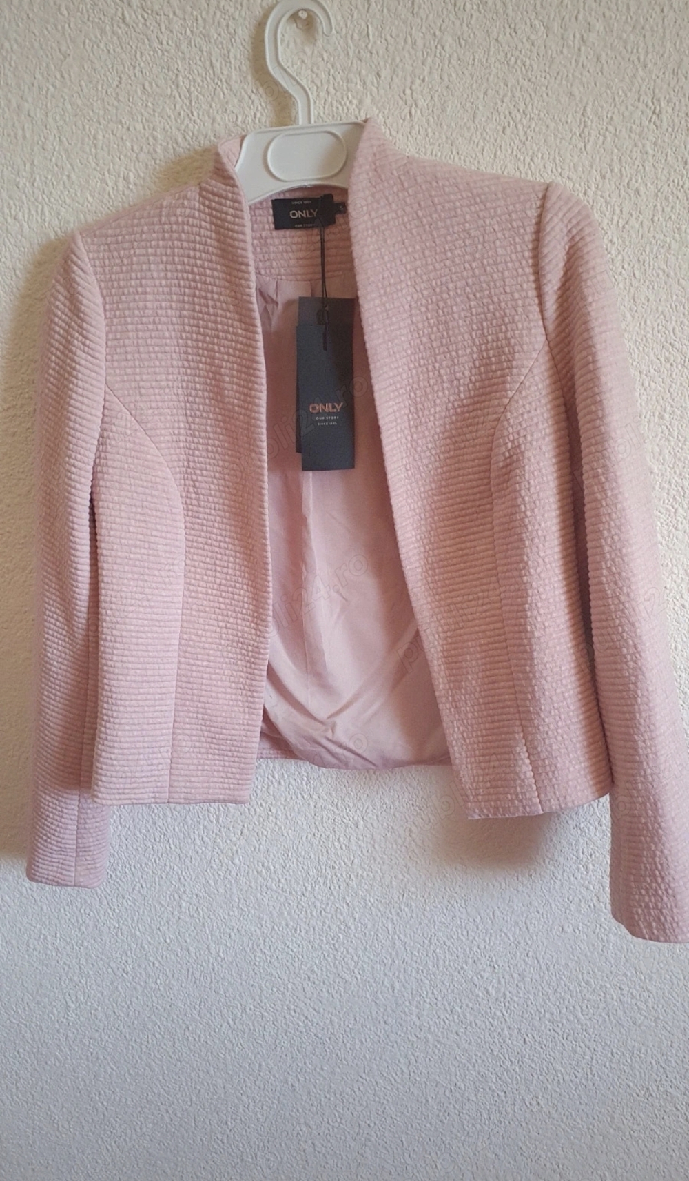 Sacou elegant dama fara inchidere, S M, roz pudrat