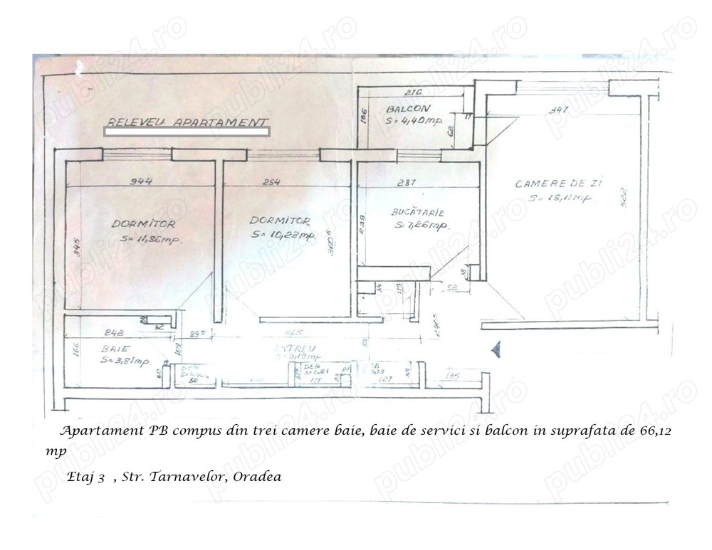 vand apartament 3 camere