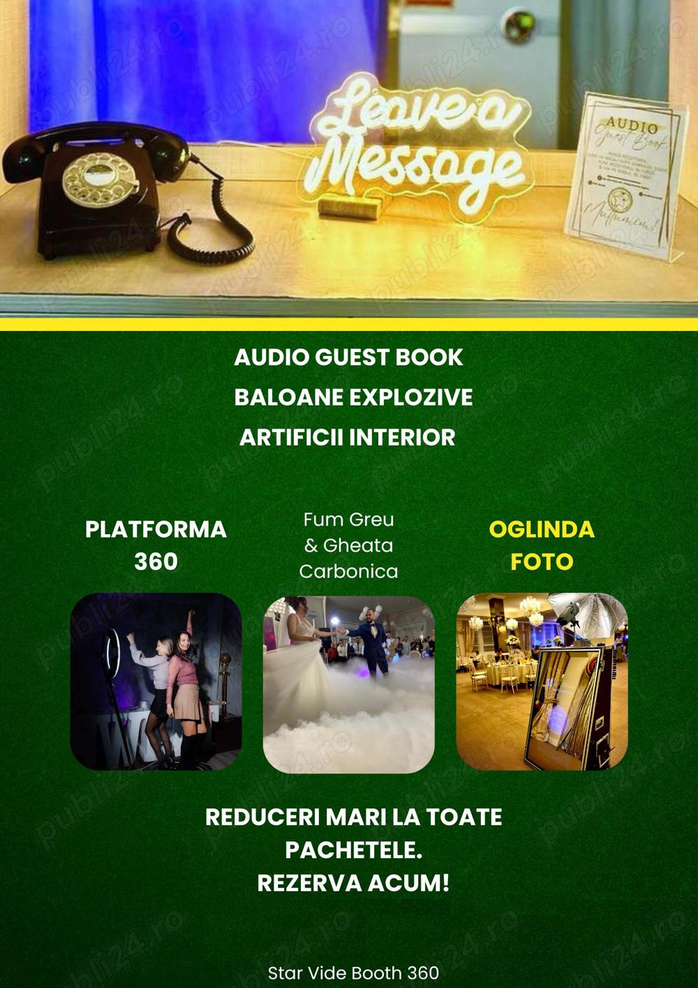 Oglinda Foto, Platforma 360, Fum greu, Baloane explozive, Audio Guest Book