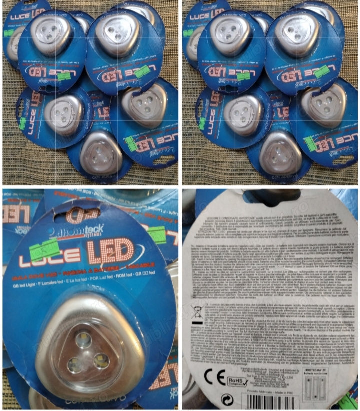 Set 9 lămpi mini LED tip spot   autoadezive, pentru dulap, debara, portbagaj