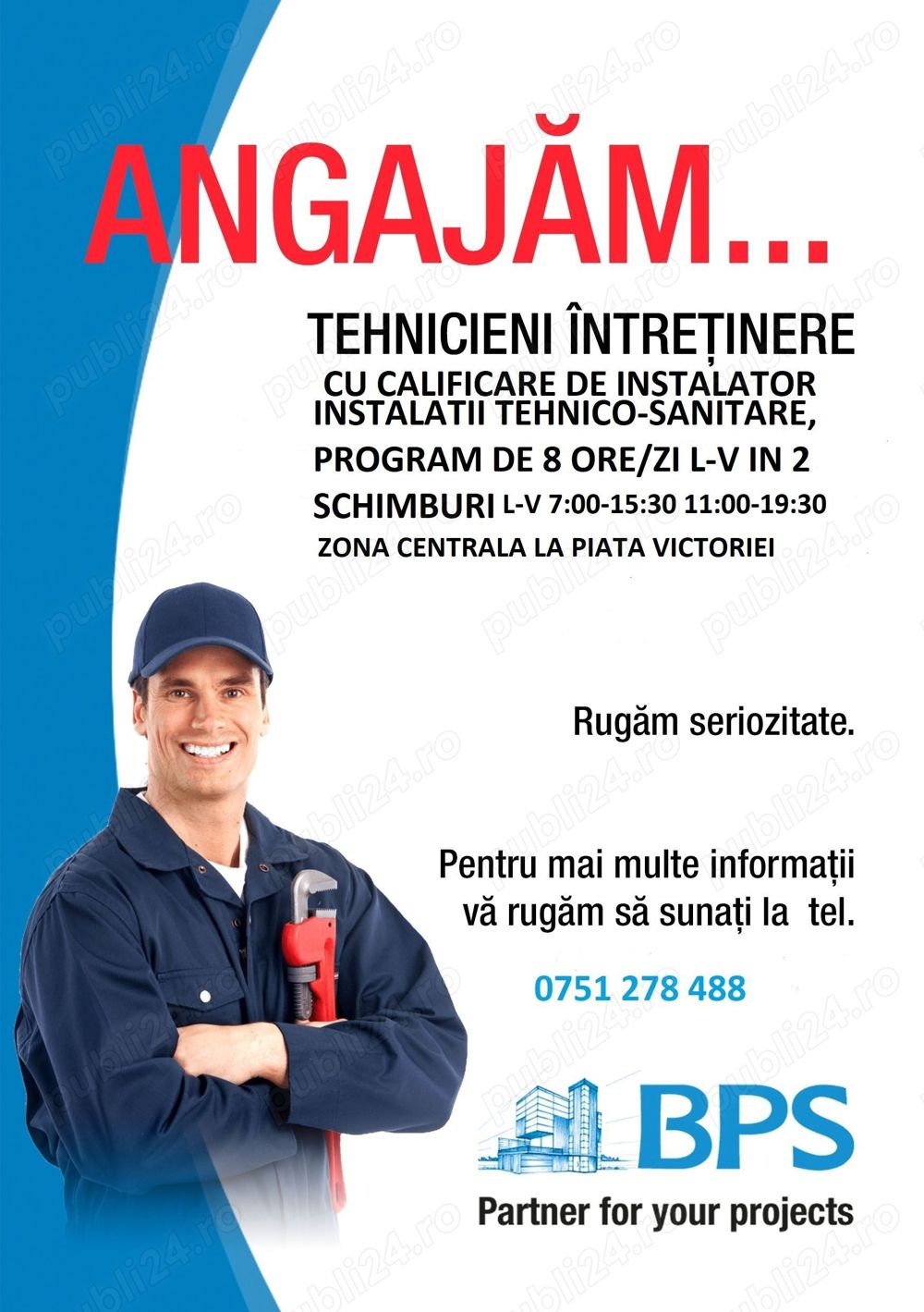 Angajam tehnicieni mentenanta cladiri de birouri in sectorul 1, bucuresti