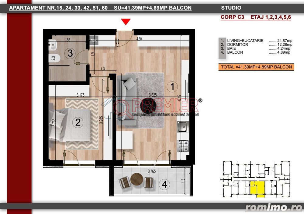 10 minute Metrou Berceni - 2 camere Open Space - 57798 Euro