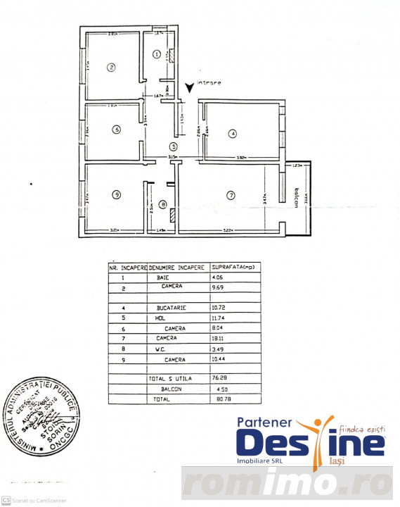 Apartament 4 camere 80,78 mp - cartier FRUMOASA