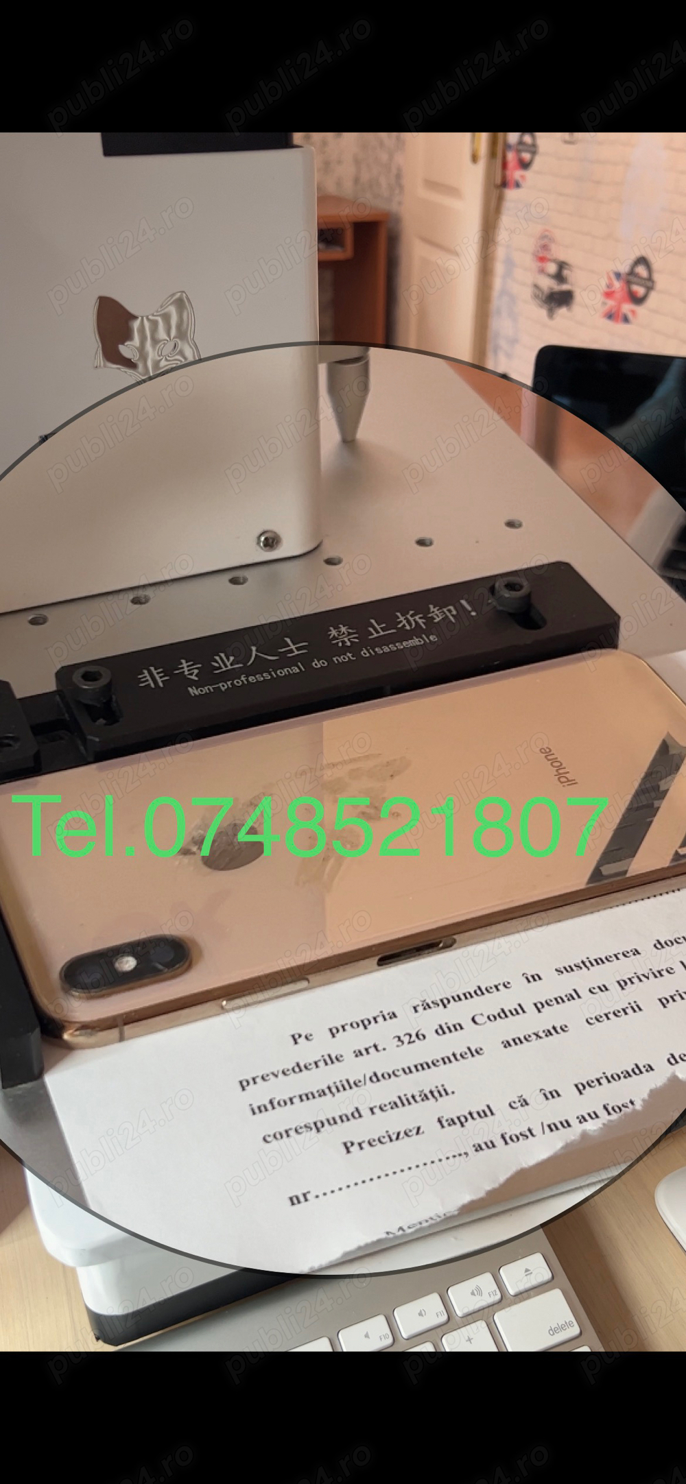  INLOCUIRE sticla capac baterie IPHONE 8-14 Pro cu Laser Profesional