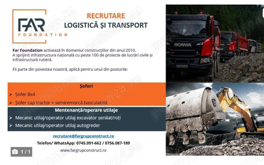 Far Foundation angajează Șoferi și Operatori utilaje