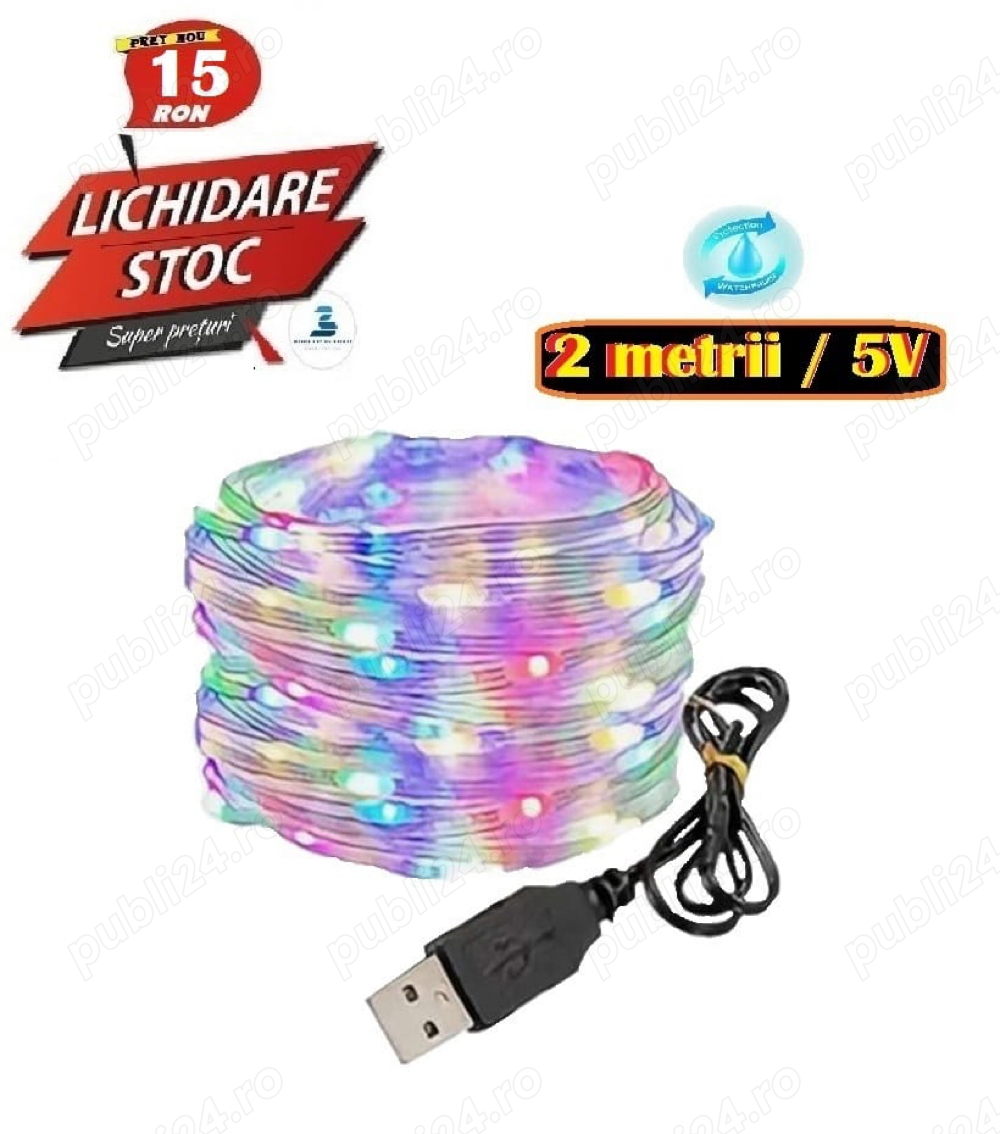 Instalatie multicolora USB - Leduri SMD - 2m   5V - adusa din UK