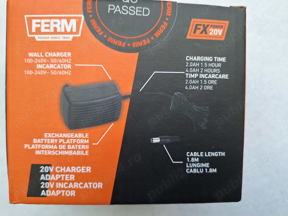 Incarcator rapid acumulatori 20V  2.4A sau 4 A,  FERM CDA1169