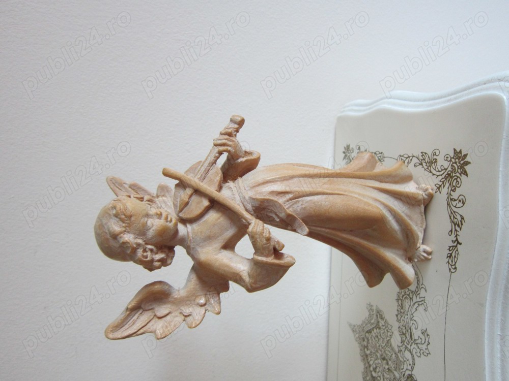 cadou rar Inger cu vioara sculptura lemn colectie Germania 1960