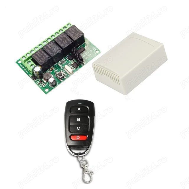Releu telecomanda + receptor 4canale usi garaj porti lift auto 5-30V