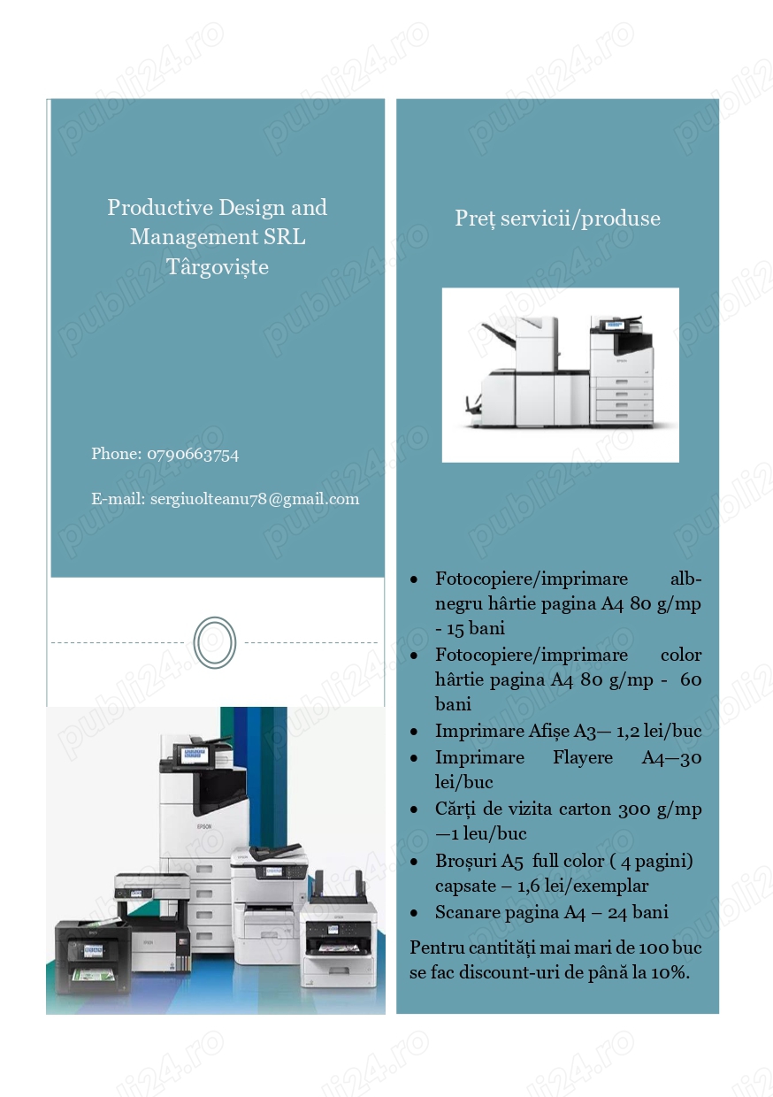 Servicii de tiparire si copiere
