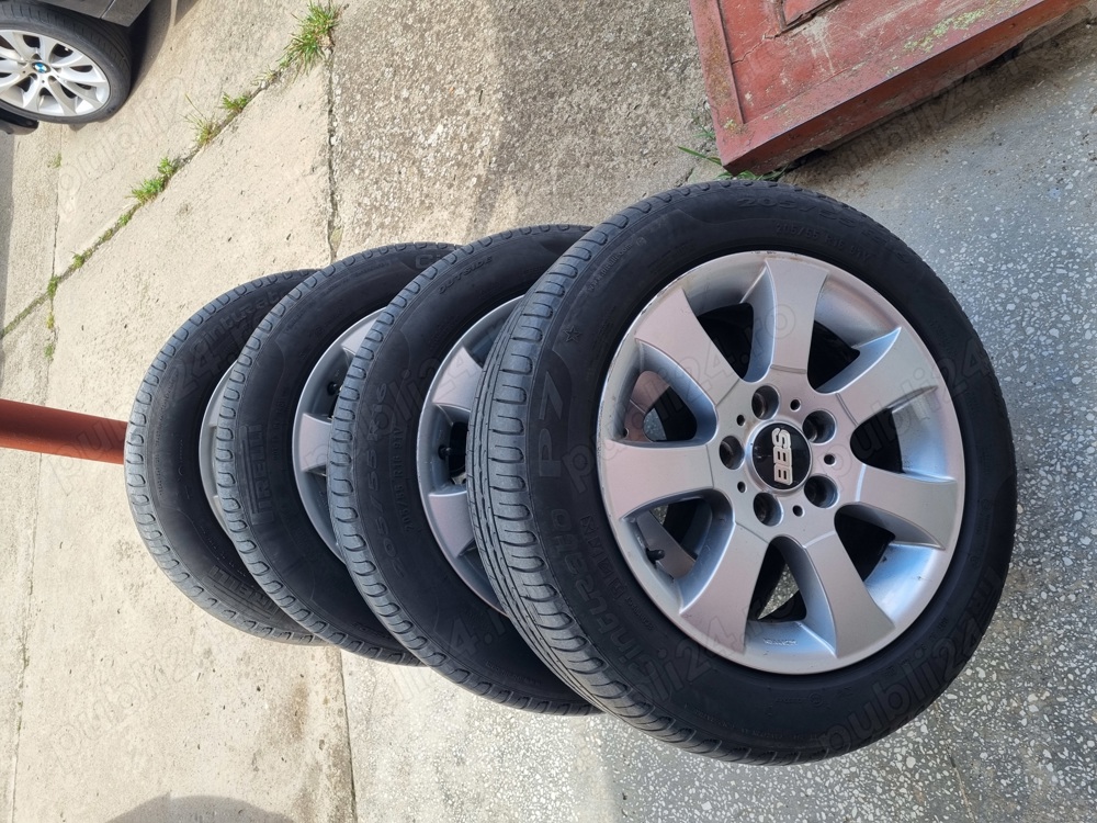 4 cauciucuri de vara 205 55 16 cu jante de aliaj 5x120 de opel insignia