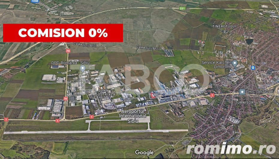 Teren intravilan deschidere 35 ml 7000mp in zona Industrial Vest Sibiu
