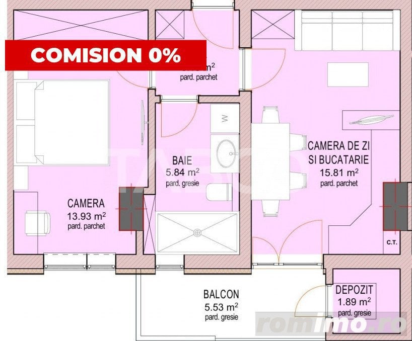 FARA COMISION!! Garsoniera 41 mpu etaj intermediar 1 Sibiu Dna Stanca