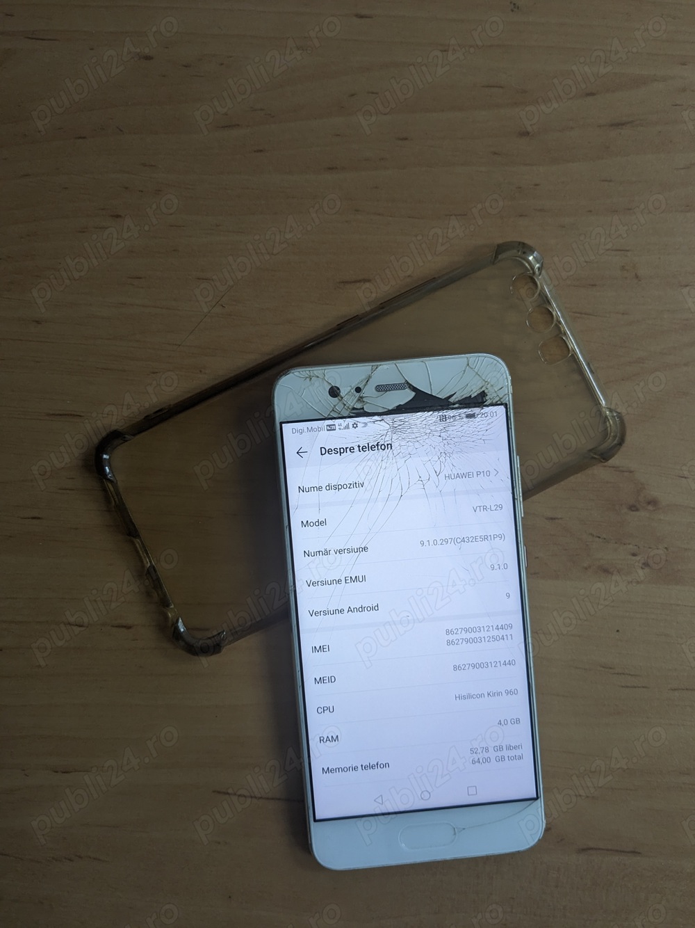 HUAWEI P10 vtr-l29 Placa de baza Carcasa Acumulator Display cu sticla fisurata