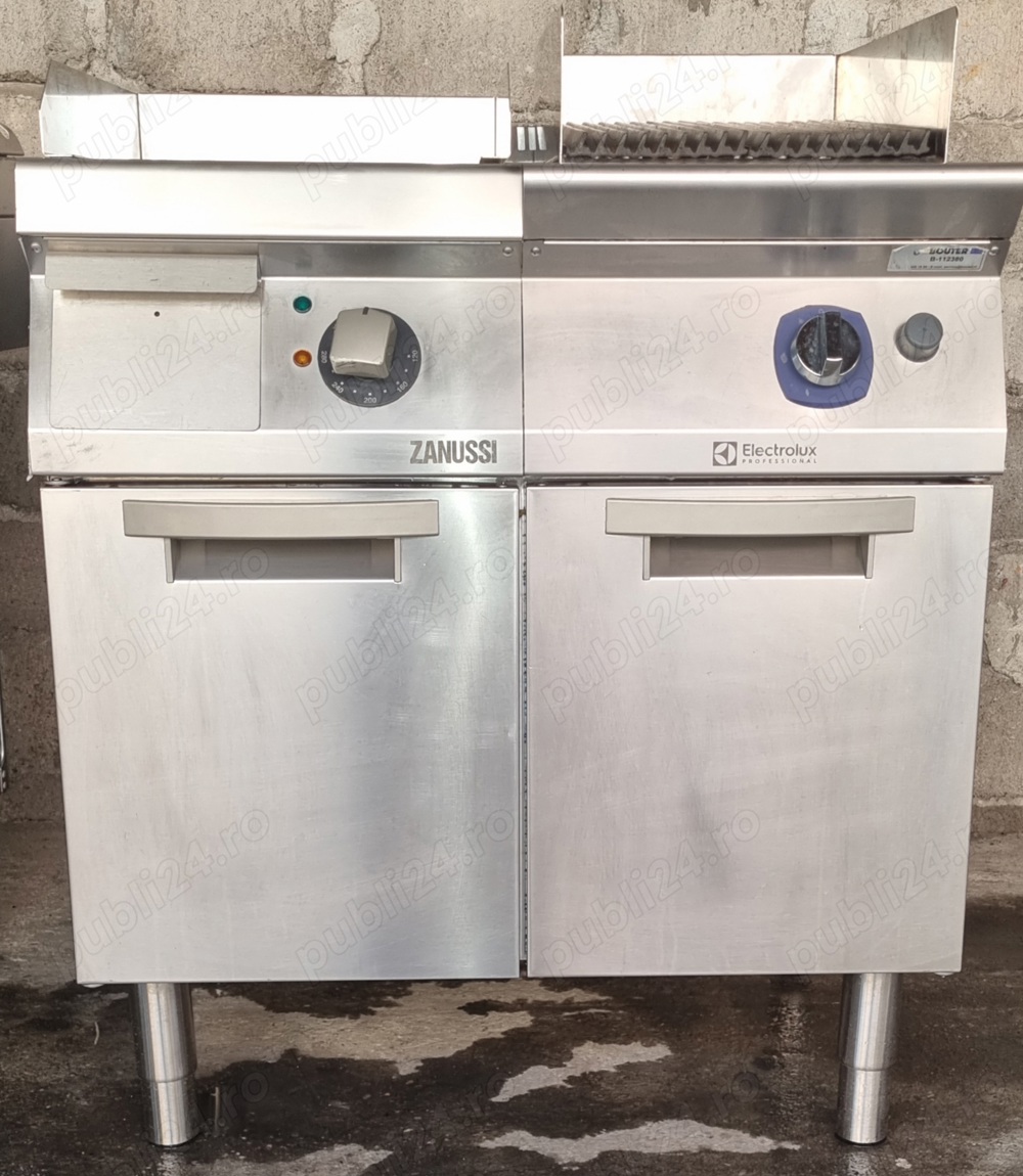 Plita electrica neteda Zanussi și grătar cu piatra vulcanica Electrolux pe gaz