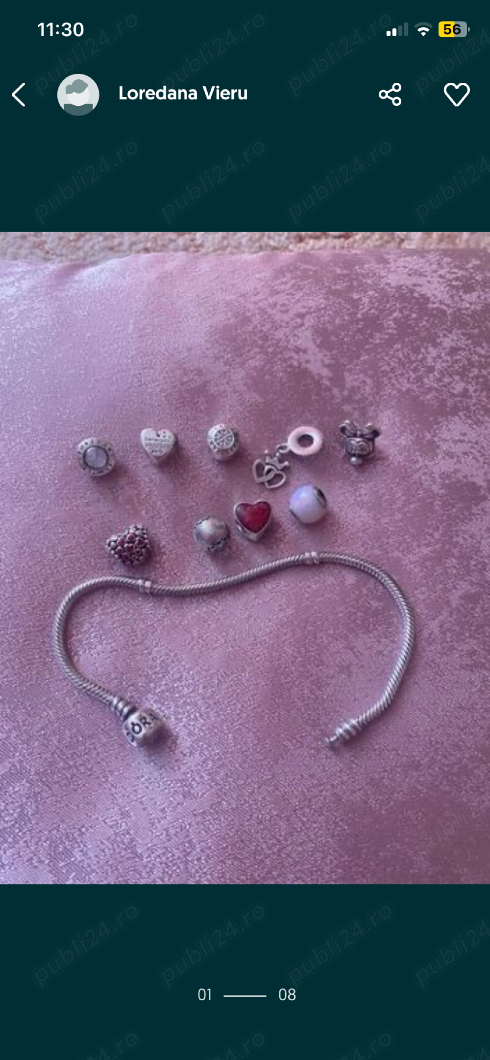 Bratara si 9 charmuri originale PANDORA