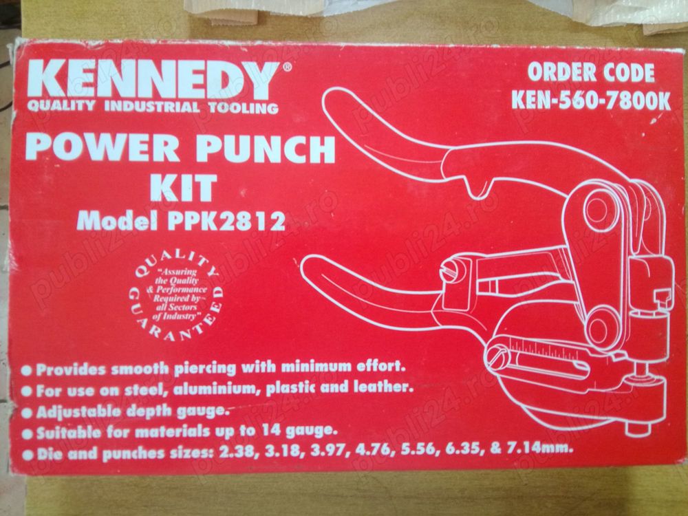 Clește manual găurit tablă, piele groasă și alte materiale KENNEDY Power Punch Kit PPK2812