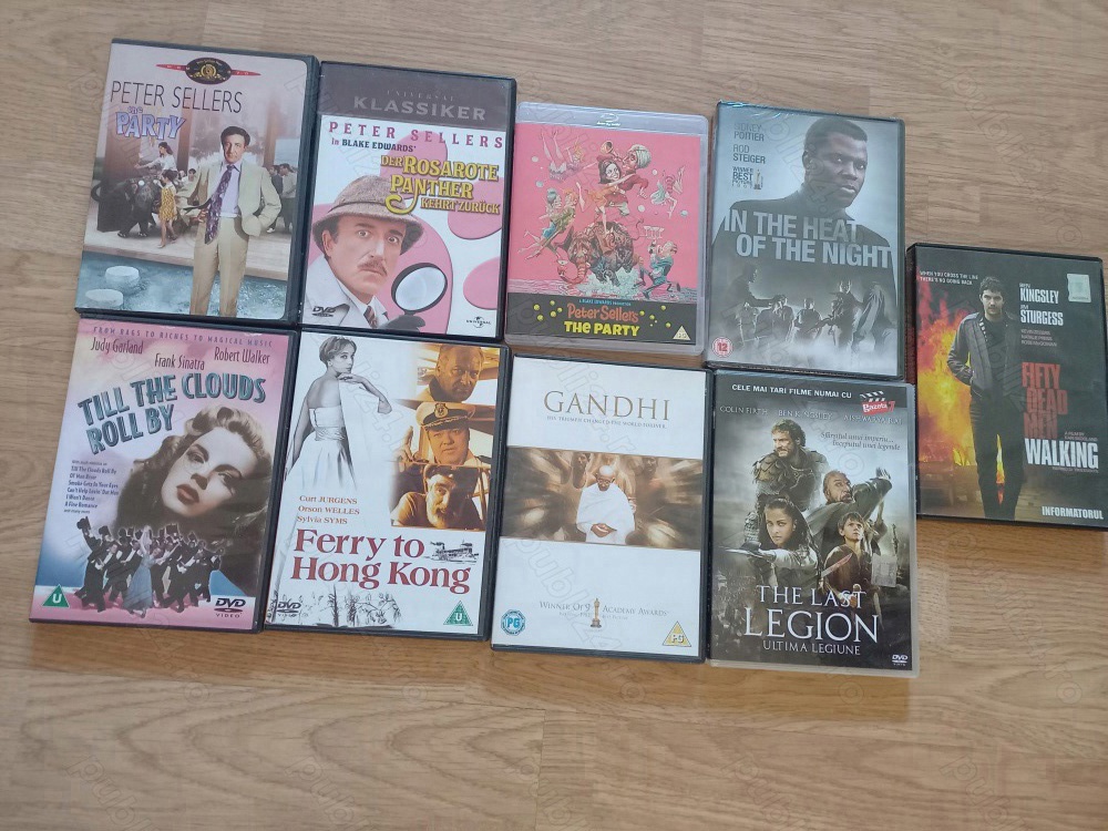 PETRECEREA cu PETER SELLERS pe DVD și BLURAY,SIDNEY POITIER cu IN ARȘIȚA NOPTII,raritati,OSCAR