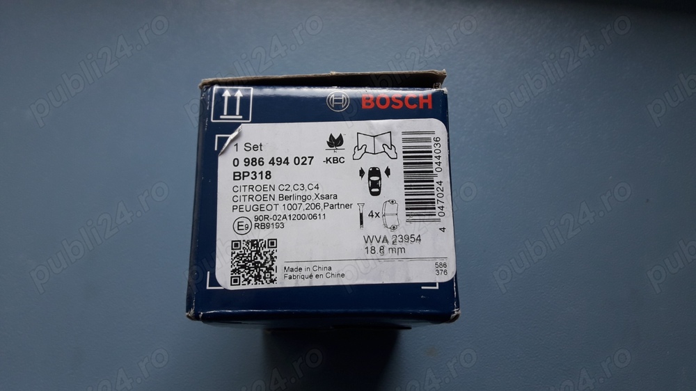 Placute frana NOI, pentru Citroen, DS, Opel, Peugeot, Vauxhall, BOSCH 0 986 494 027 (BP318)