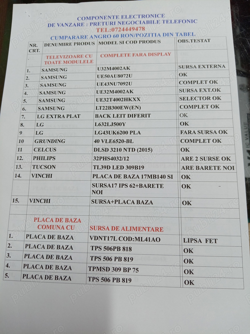 De vanzare componente electronice