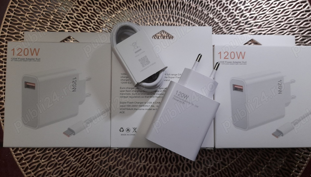 set incarcator Xiaomi Huawei Honor super fast charge 120w 6A adaptor + cablu incarcare ,noi sigilate