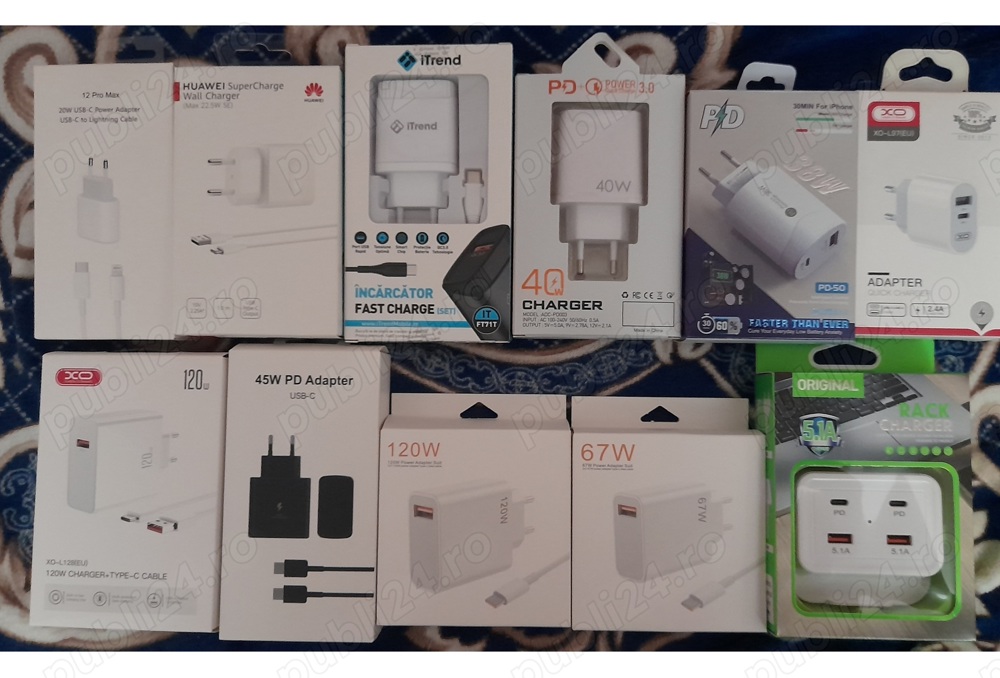 incarcatoare fast charge 20w 25w 38w 40w 67w 120w iPhone Samsung Huawei Oppo Xiaomi etc