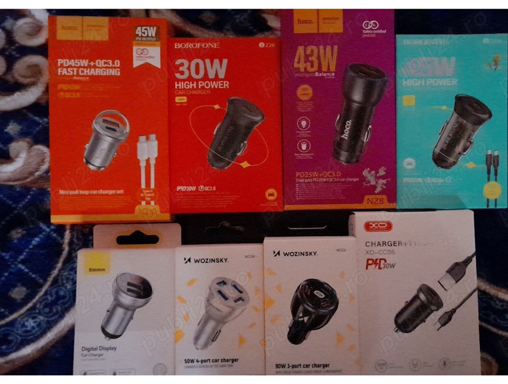 Incarcatoare auto super fast charge Samsung iPhone Huawei Xiaomi Oppo etc , noi sigilate