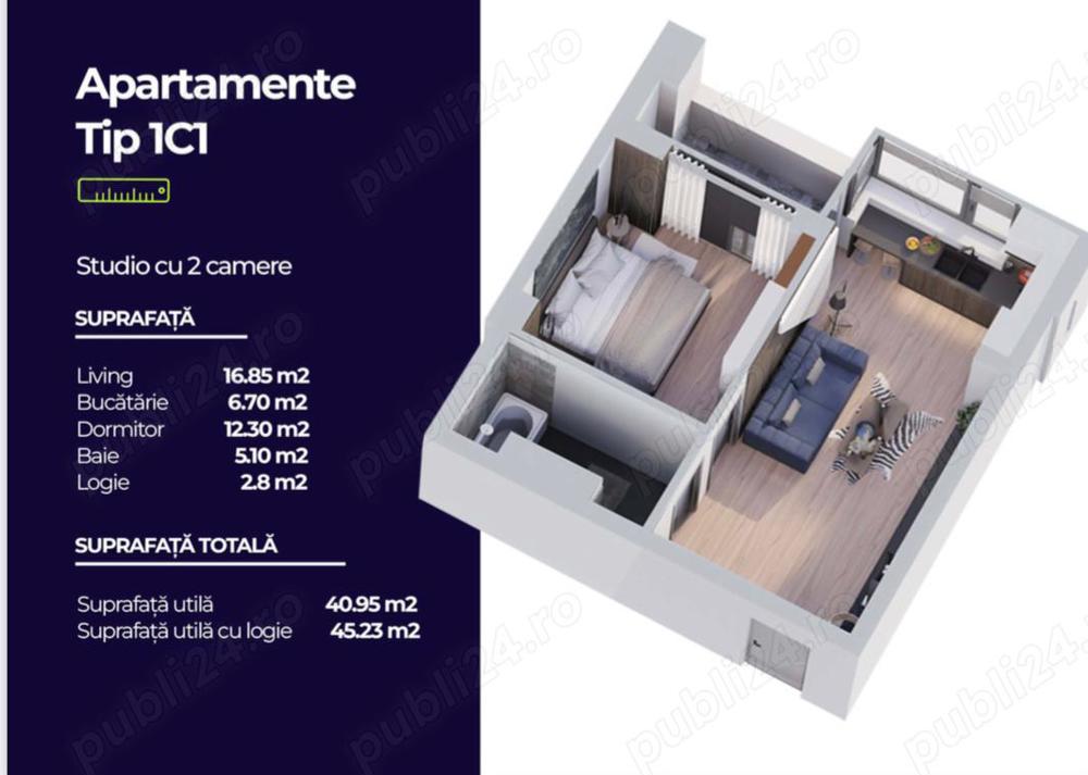 Apartament 2 camere X City Tower 3 Torontalului etaj 16 termen finalizare dec 24