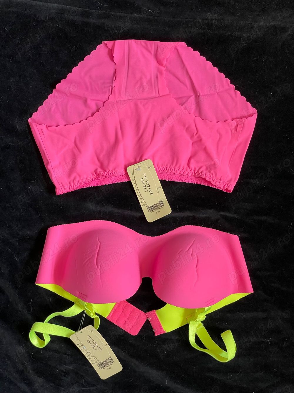 Set lenjerie intima sexy dama roz neon firma Victoria's Secret