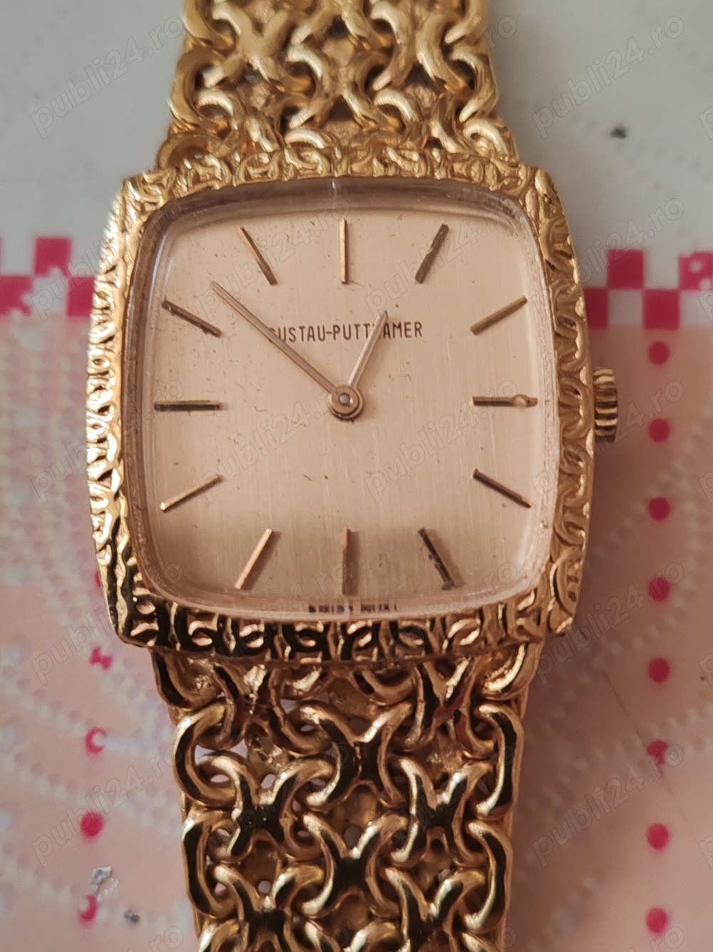 Ceas mecanic barbati placat cu aur Gustau POTTKAMER ediție limitata 