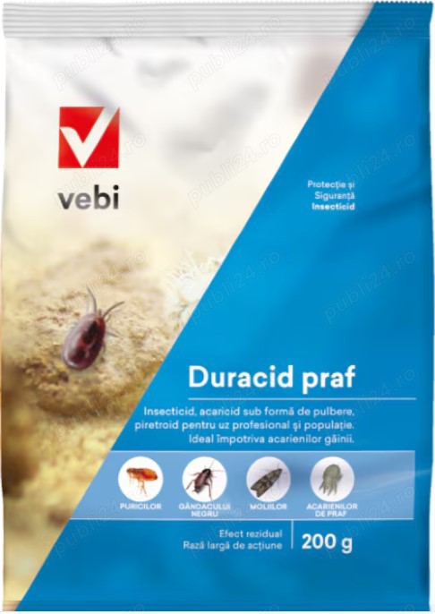 Duracid praf 200 g- insecticid împotriva păduchilor de găina